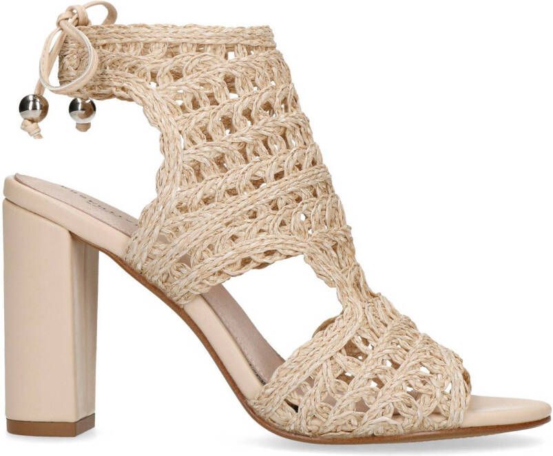 Sacha Dames Beige opengewerkte sandalen met hak - Schoenen.nl