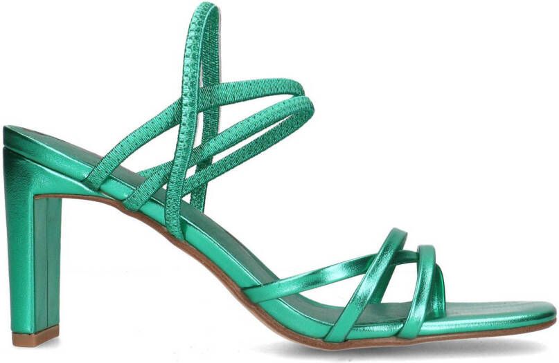 Sacha Dames Groene metallic hak sandalen met bandjes