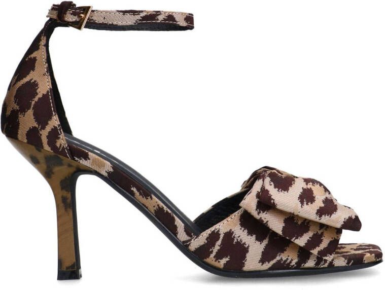 Sacha Dames Leopard sandalen met hak en strik