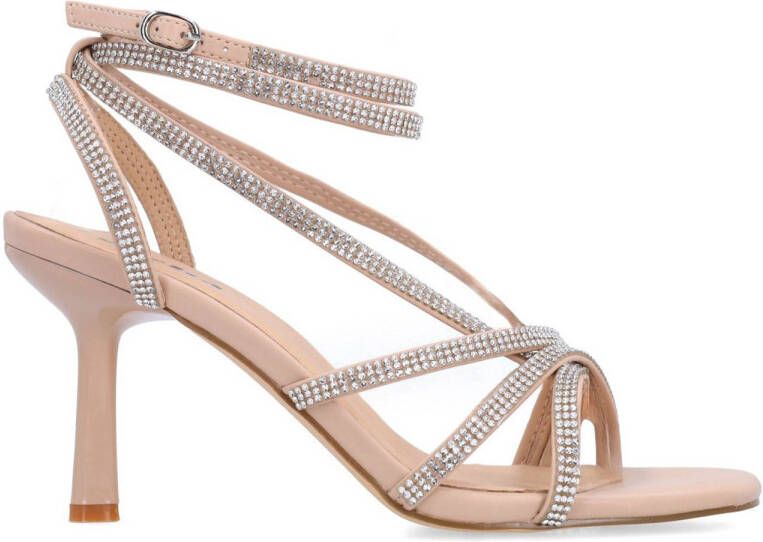 Sacha Dames Beige strass sandalen met hak