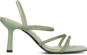 Sacha Dames Lichtgroene strass sandalen met hak