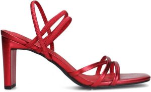 Sacha Dames Rode metallic hak sandalen met bandjes