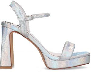 Sacha Dames Zilverkleurige metallic sandalen met hak