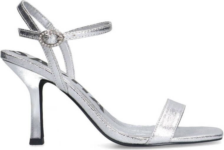 Sacha Dames Zilveren metallic sandalen met hak