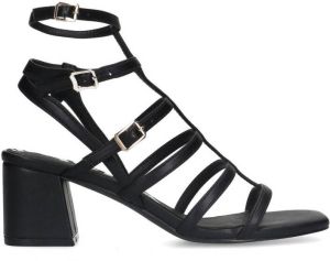Sacha Dames Zwarte sandalen met hak en bandjes