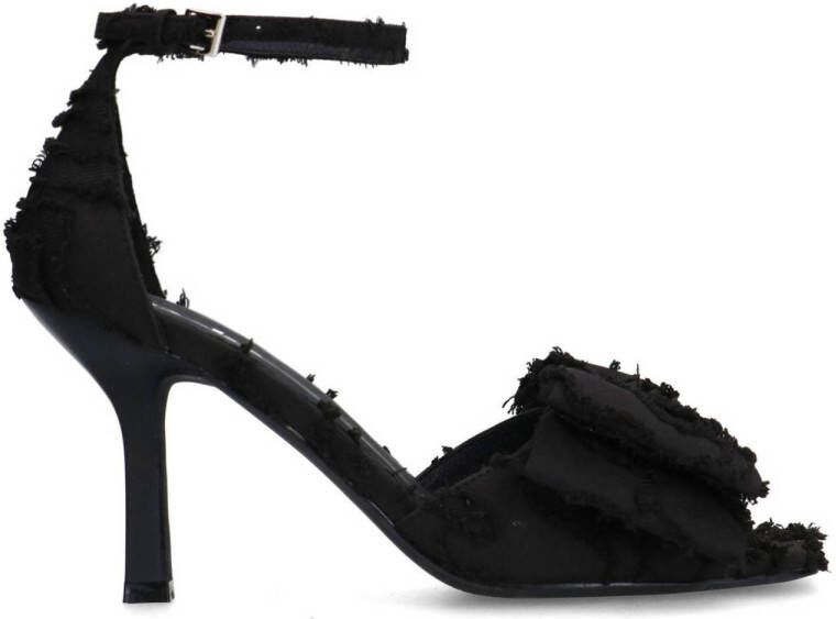 Sacha Dames Zwarte sandalen met hak en strik