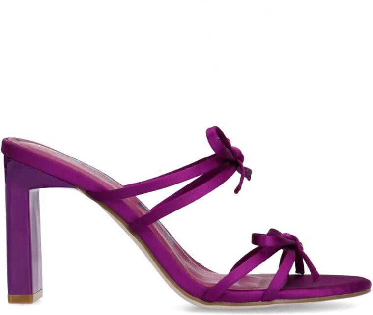 Sacha Dames Paarse sandalen met hak en strikjes