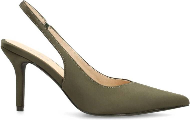 Sacha satijnen slingback pumps kaki