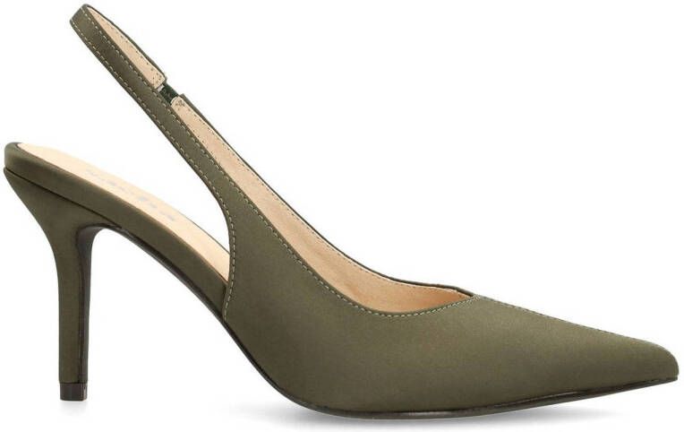 Sacha satijnen slingback pumps kaki