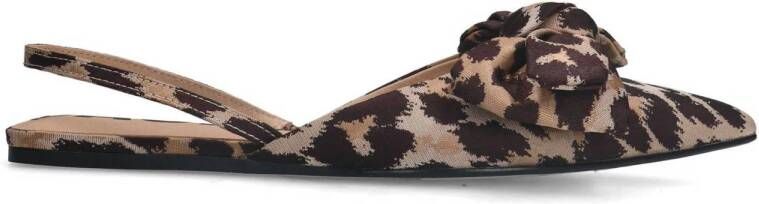 Sacha slingback loafers met panterprint beige bruin