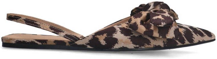 Sacha slingback loafers met panterprint beige bruin