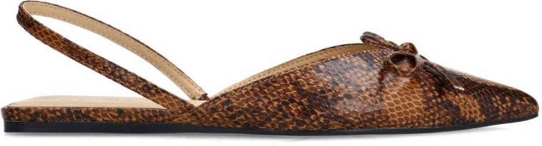 Sacha Dames Bruine snake slingbacks met strikje