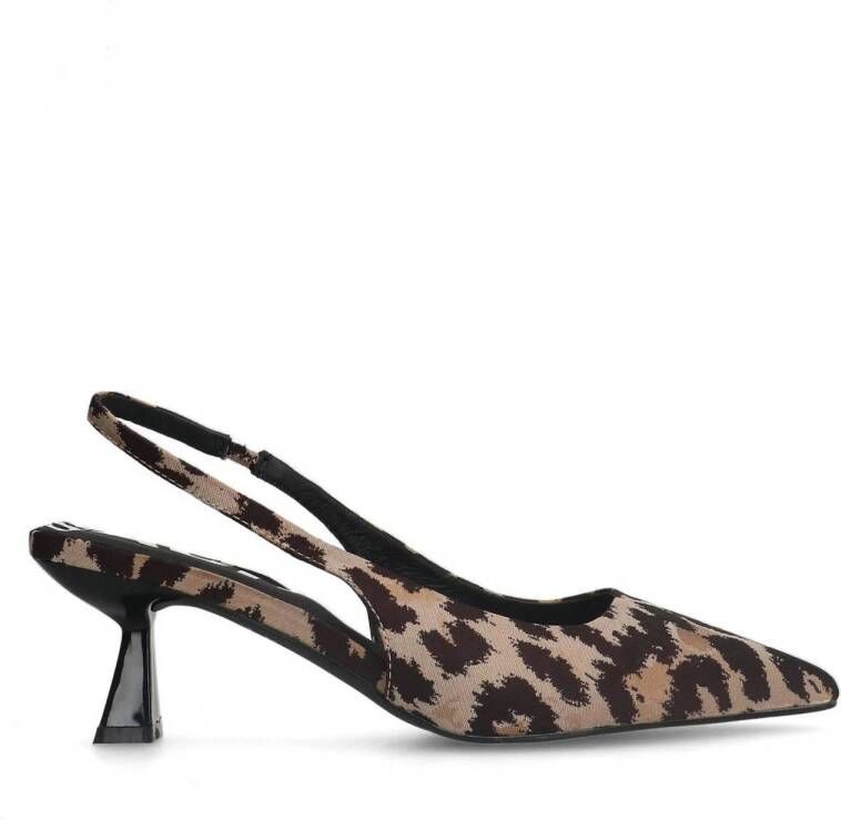 Sacha slingback pumps met panterprint beige donkerbruin