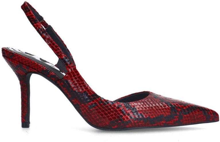 Sacha slingback pumps met slangenprint rood zwart