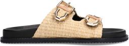 Sacha Dames Beige raffia slippers
