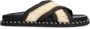 Sacha Dames Zwarte plateauslippers met beige band - Thumbnail 1
