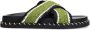 Sacha Dames Zwarte plateau slippers met groene bandjes - Thumbnail 1