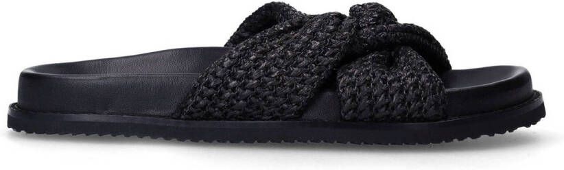 Sacha Dames Zwarte gevlochten slippers