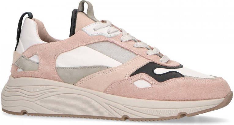 Sacha Dames Lichtroze suède sneakers met zwarte details - Schoenen.nl