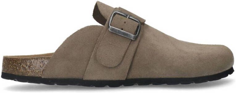 Sacha Heren Taupe suède clogs met gesp