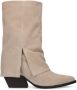 Sacha Dames Beige suède western enkellaarsjes met flap - Thumbnail 1