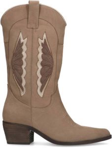 Sacha Dames Taupe leren cowboylaarzen