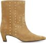Sacha Dames Beige suède enkellaarsjes met goudkleurige studs - Thumbnail 15