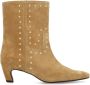 Sacha Dames Beige suède enkellaarsjes met goudkleurige studs - Thumbnail 7