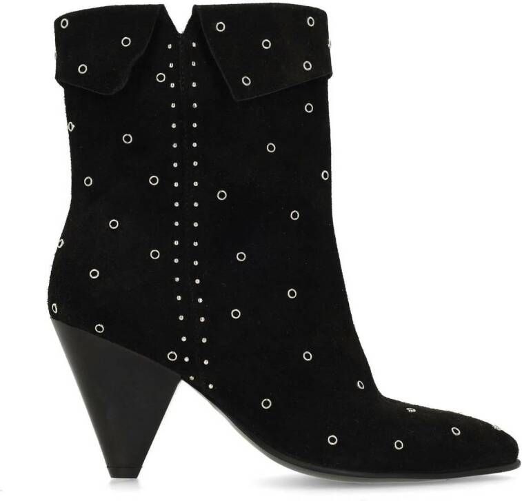 Sacha Dames Zwarte suède enkellaarsjes met studs