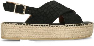 Sacha Dames Zwarte suède plateau sandalen