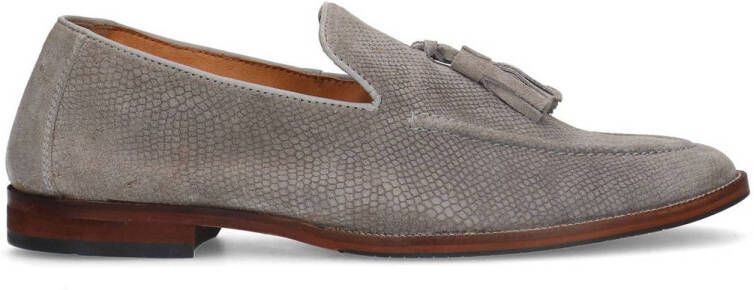 Sacha suède loafers met crocoprint grijs