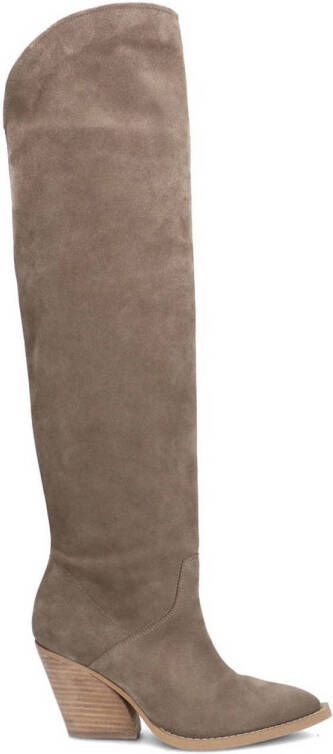 Sacha suede overknee laarzen beige