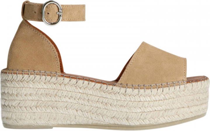Sacha Dames Beige suède plateau sandalen - Schoenen.nl