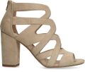 Sacha Dames Beige suède opengewerkte sandalen met hak - Beige