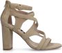 Sacha Dames Beige suède opengewerkte sandalen met hak - Thumbnail 1