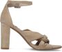 Sacha Dames Beige geknoopte suède sandalen met hak - Thumbnail 1