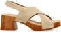 Sacha Dames Beige suède sandalen met houten hak - Thumbnail 1