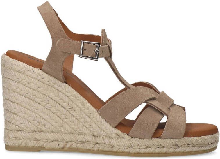 Sacha Dames Beige suède sleehak sandalen