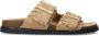 Sacha Dames Beige suède slippers met goudkleurige buckles - Thumbnail 1