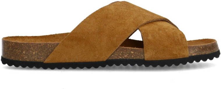 Sacha Dames Cognac suède slippers