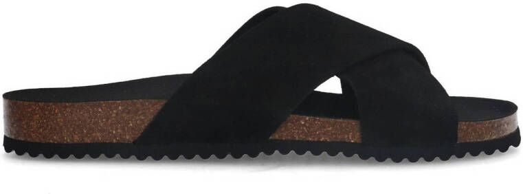 Sacha Dames Zwarte suède slippers