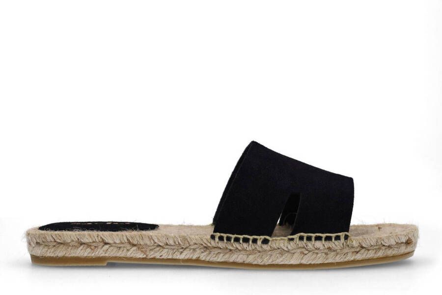 Sacha Dames Zwarte suède slippers
