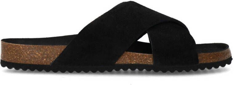 Sacha Dames Zwarte suède slippers