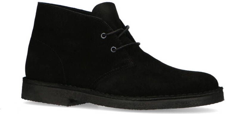 Sacha Heren Zwarte suède veterboots - Schoenen.nl
