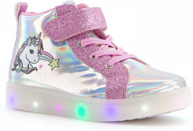 Bemiddelaar gebrek Hervat Scapino Blue Box hoge sneakers met lichtjes zilver roze - Schoenen.nl