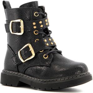 Scapino Blue Box veterboots met siergespen zwart goud