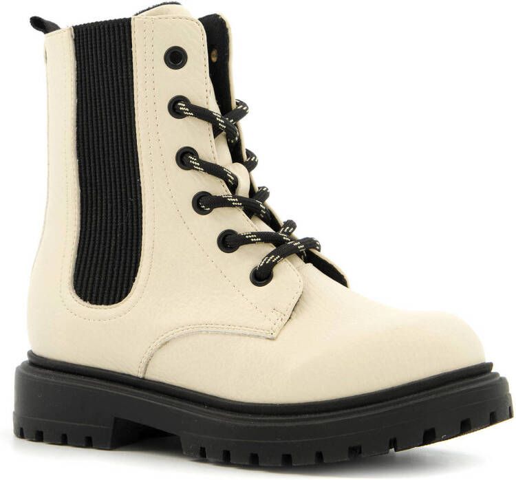 Scapino Blue Box veterboots off white zwart