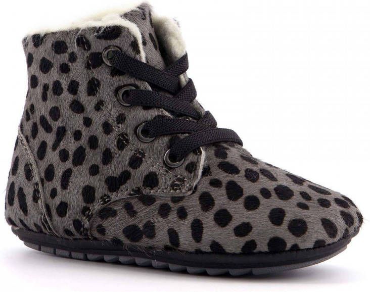 Scapino Groot leren babyschoenen met dierenprint grijs - Schoenen.nl