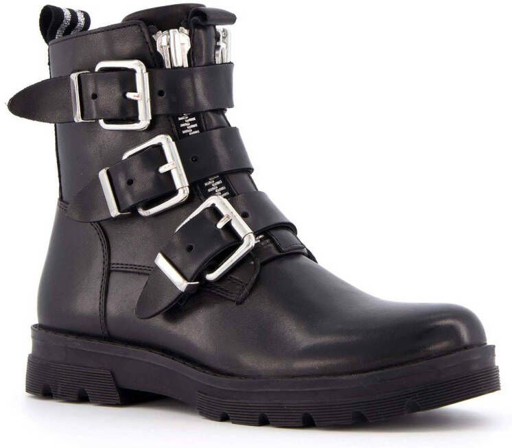 Scapino Groot leren bikerboots zwart