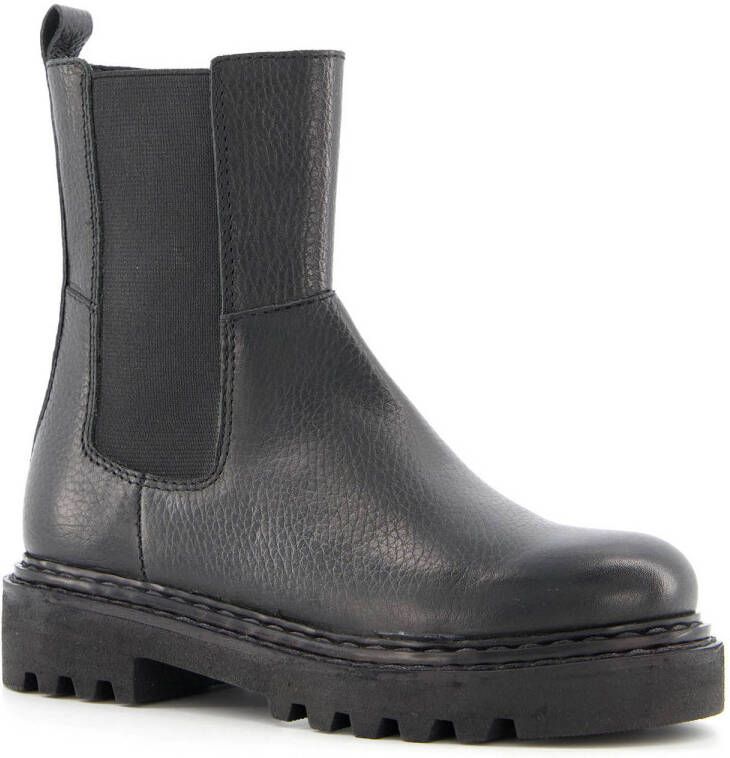 Groot leren meisjes chelsea boots Zwart Echt leer